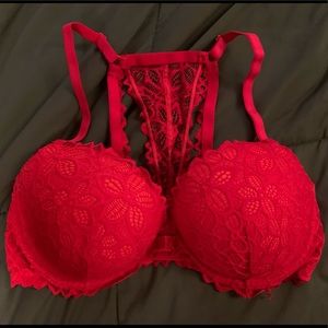 Victoria’s Secret Red Lace Racer Back Bra. 36DD/36E